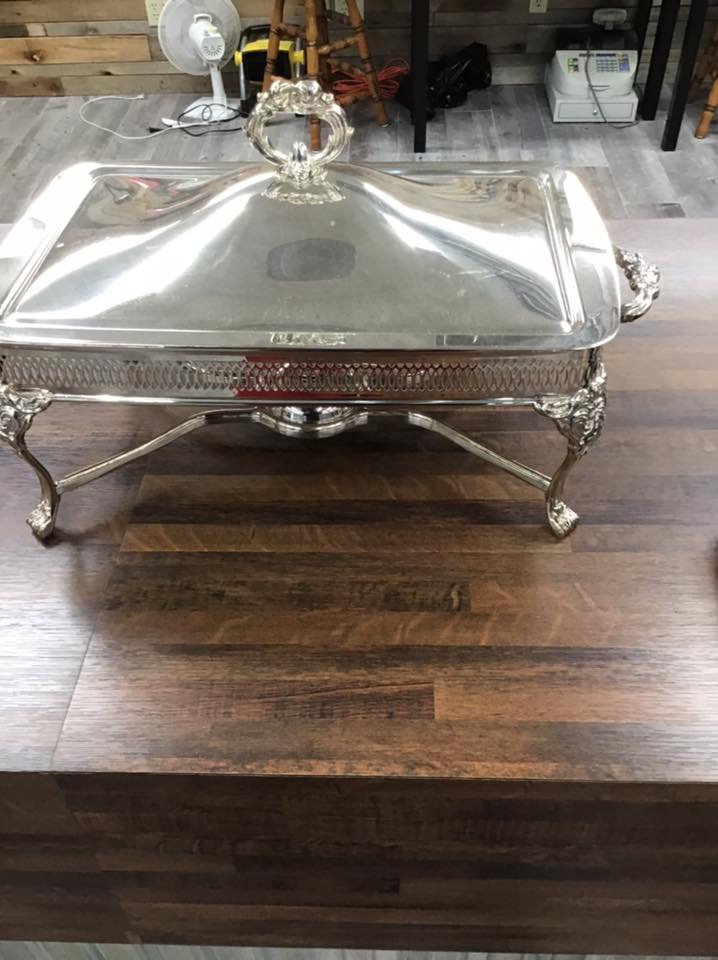 Silver Plate Chafing Holder with Burner