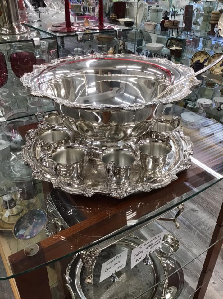 Punch Bowl with 10 Cups, Ladle & Tray